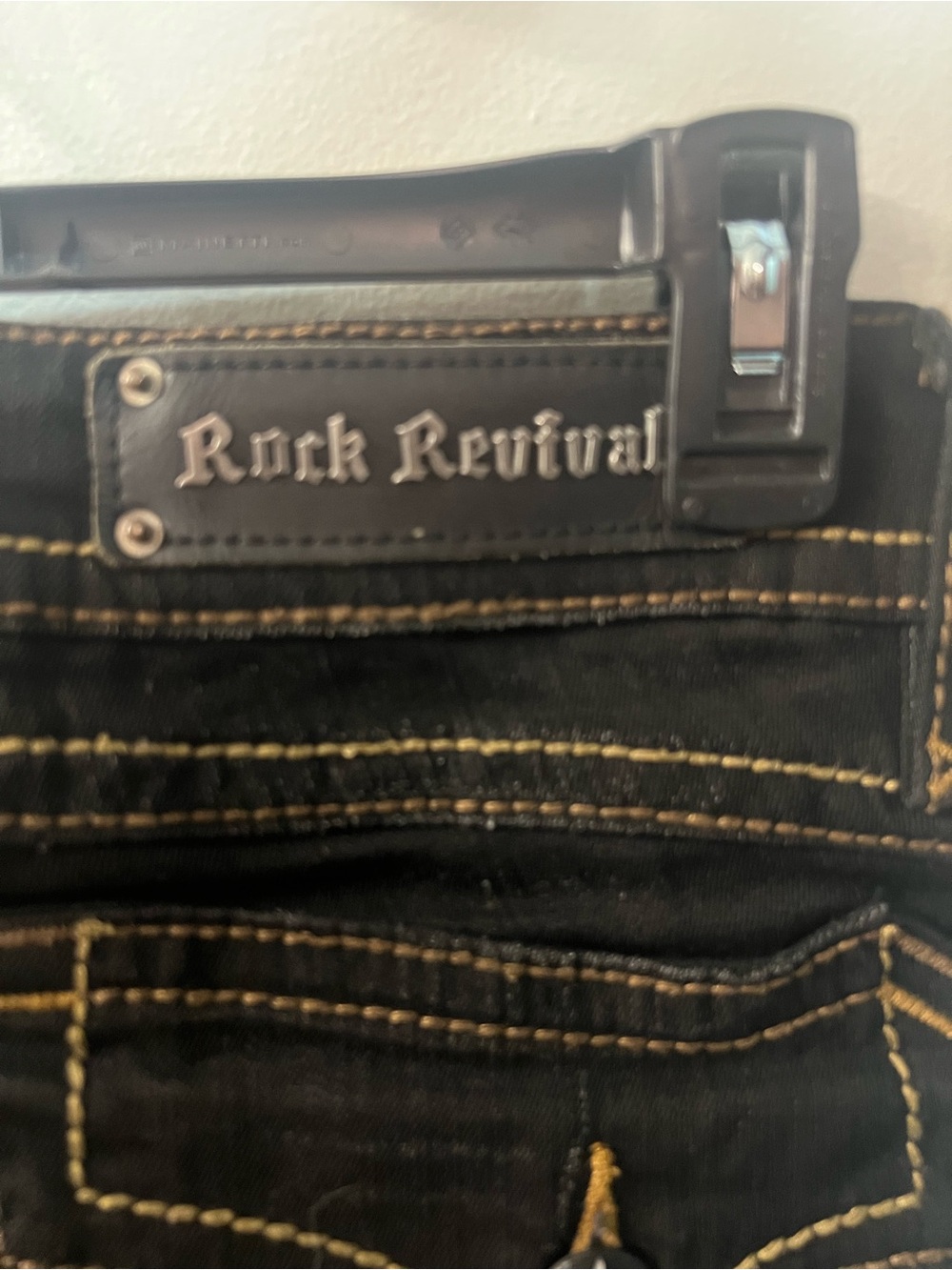 Rock Revival Women's Black Flare Jeans with Contrast Stitching - Picture 3 of 4